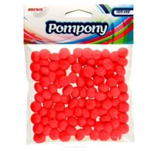 Pompony kreatywne Brewis 1cm Czerwone, 100szt